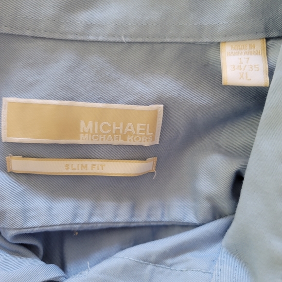 Michael Kors Slim Fit Blue Button Up Shirt Button Down 17 34/35 - Picture 2 of 2